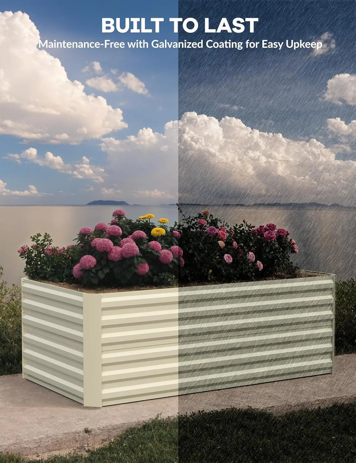 6x3x2 8x4x2ft Galvanized Raised Garden Bed Deep Root Planter Box for Vegetables Flowers Herbs-Large Metal Raised Garden Bed Kit