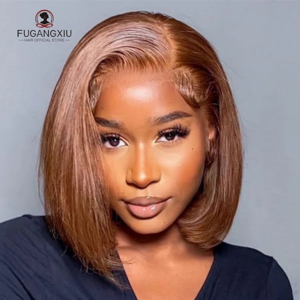 12A Malaysia #4 Brown Straight Short Bob Wig 100% Human Hair Wig Chocolate Glueless Wig Virgin Hair For Black Women