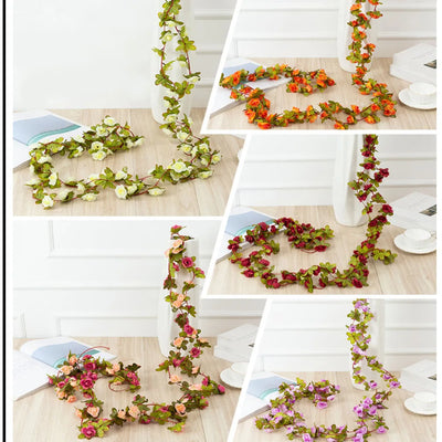 250CM Rose Artificial Flowers Christmas Garland for Home Room Wedding Decoration Spring Autumn Garden Arch DIY Fake Plant Vine
