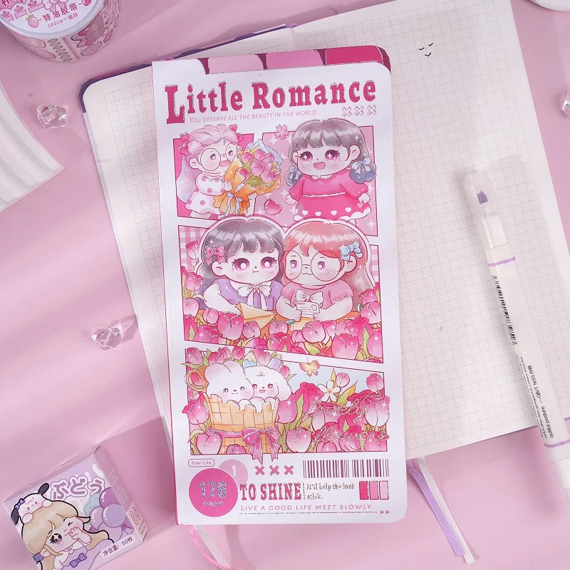 Etori Life Cute Cartoon Girl Notebook Creative Kawaii Student Stationery DIY Drawing Book，Notepad, Line book，Grid Notebook