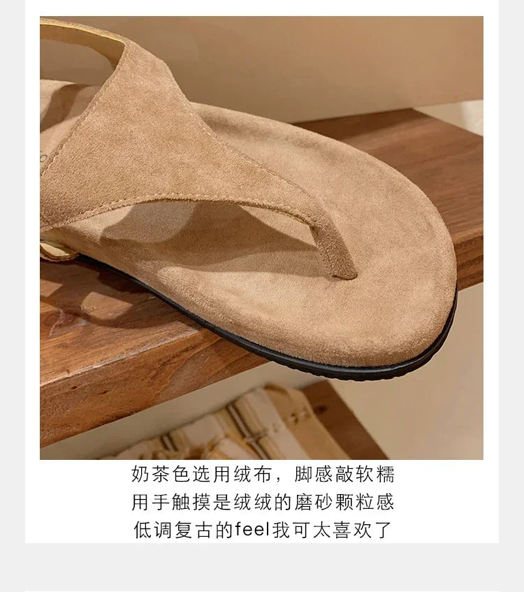 Flat with Slip-on Casual Modern Sandals Low Heel Solid 2025 High Quality Ladies Shoes Back Strap Roman Women's Sandals