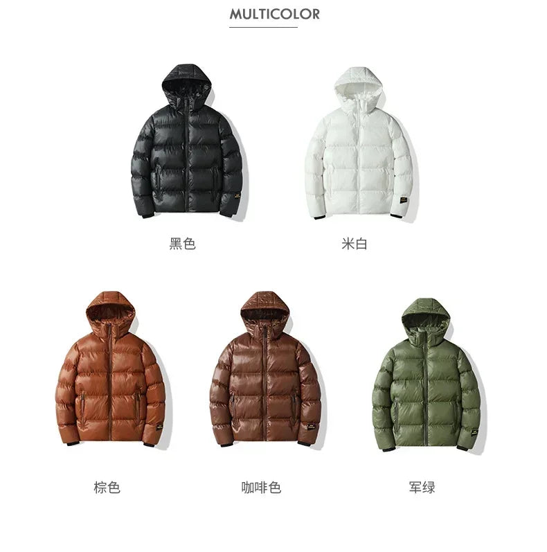Solid Color with Hoodie Warm Puffer Jackets Padded Cotton Clothes Waterproof Jackets Man Winter Coats Men Hooded Zipper Parkas