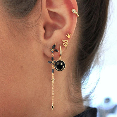 925 Sterling Silver Needle Fashion Round Pendant Small Earrings Luxury Gold Hoop Earrings for Women Premium Black Jewelry Gifts