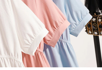Plus Size Polo Shirt Women Summer 2025 New Korean Style Large Size Loose Chiffon Blouse Women Slim Waist Casual Tops Female