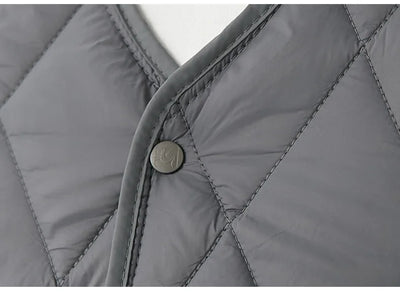 Men's Winter New Lightweight Single-breasted Padded Jacket with Pockets, Young Man Solid Color Argyle Casual Warm Padded Jacket