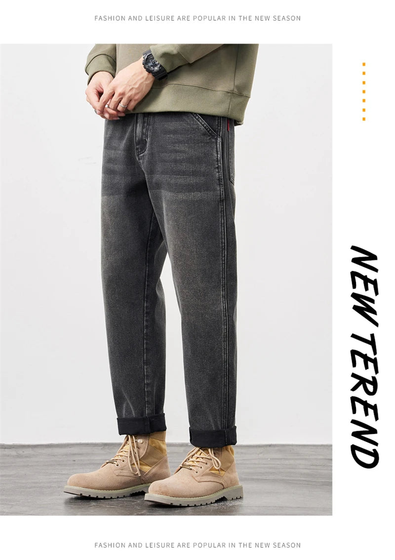 Men's Jeans Baggy Pants Loose Fit Harem Pants For Men Clothing Streetwear Fashion Pockets Patchwork Large Trousers Oversized 42