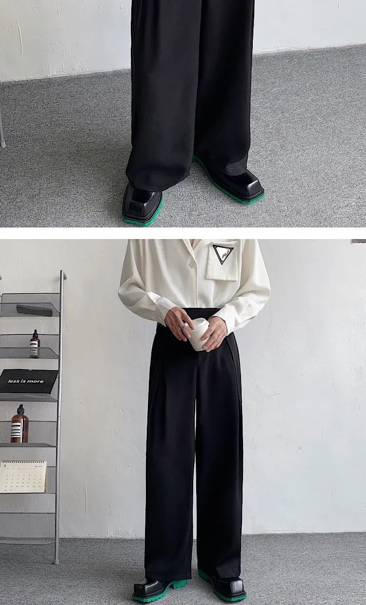 Black Suit Pants Men Oversized Fashion Social Mens Dress Pants Korean Loose Straight Wide Leg Pants Mens Office Formal Trousers