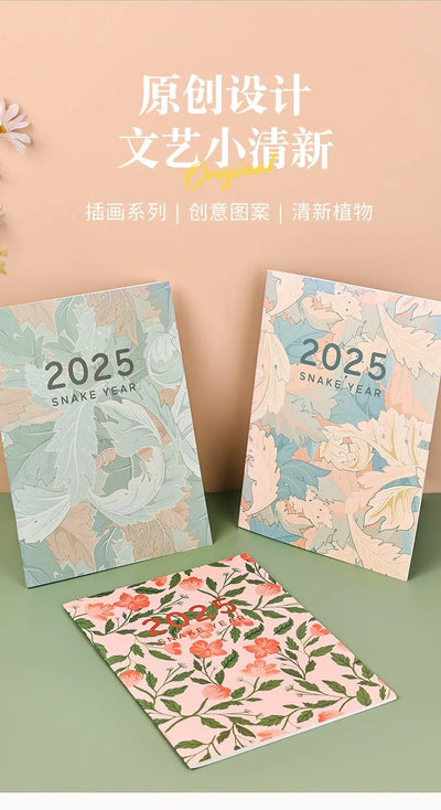 Portable 2025 Monthly Notes Notebook, A4/A5 Size 24 Sheets Annual Calendar Planner for School Travel Business Work Home Writing