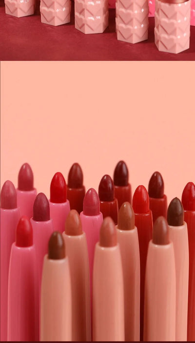 Velvet Matte Lip Liner Lipstick Pen Set Waterproof Long Lasting Sexy Red Contour Tint Lipstick Non-stick Cup Lipliner Pen Makeup