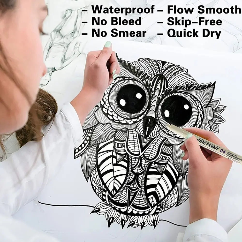 1Pcs Micron Ink Marker Pen Sketch Stationery Set Hook Line Sketching Needle Pen 12 Tips Art Supplies Drawing Pen