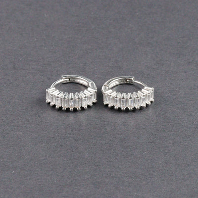 Fashion Multicolor Zircon Crystal Small Hoop Earrings Women Stainless Steel Flower Square Cartilage Earring Piercing Jewelry