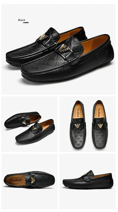 High-end Top-grain Cowhide Korean-style Bean Shoes, Men's Genuine Leather Breathable Business Casual Leather Shoes, Men's Shoes