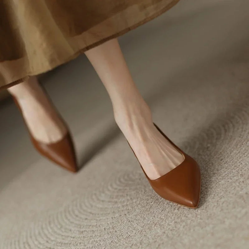 Female Shoes on Sale 2023 Spring Slingbacks Women's Pumps Concise Pointed Toe Thin Heels Ladies Office & Career Mid Heel Shoes