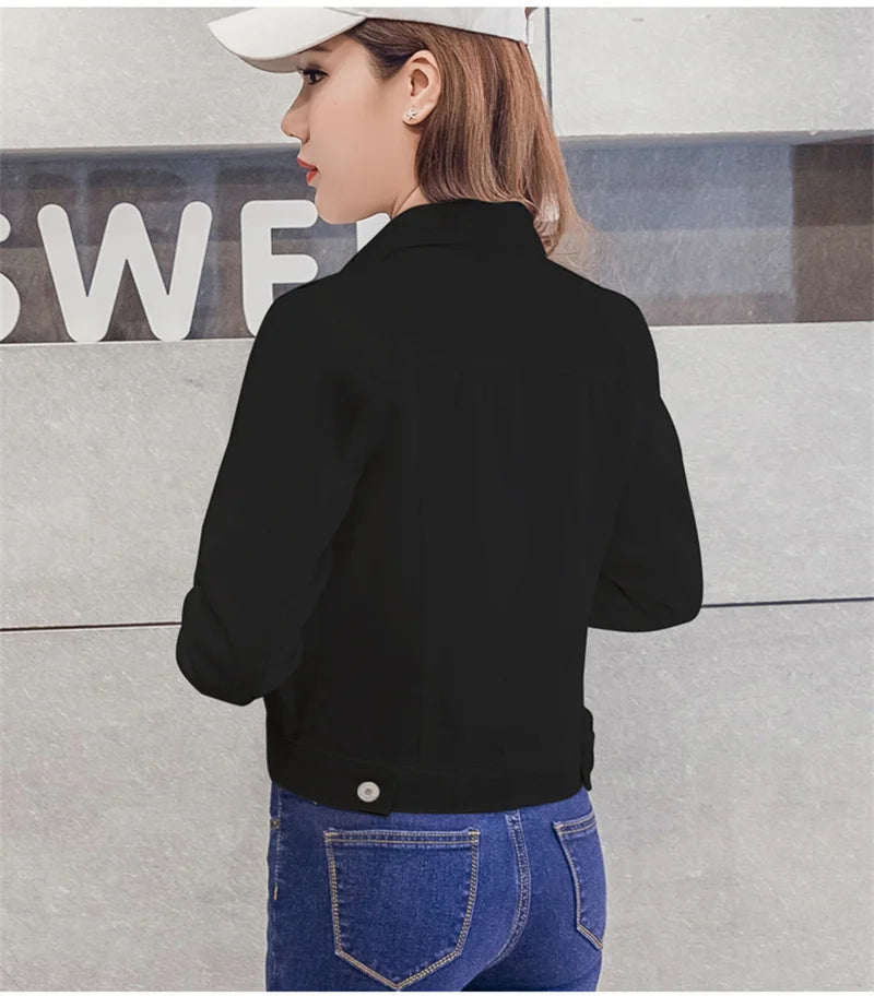 Spring Autumn Women Short Denim Jacket Candy 8 Colors Streetwear Chic Jean Coat Lady Slim Small Outerwear Female casual Tops