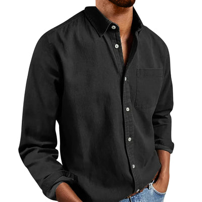 Loose Shirts Men'S Lightweight Long Sleeved Shirt Spring Summer Men'S Casual Cotton Linen Solid Color Long Sleeve Shirts