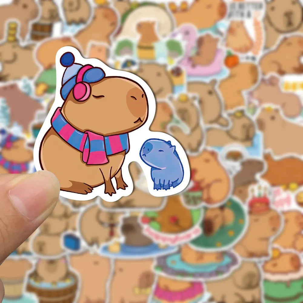 10/30/50pcs Kawaii Capybara Cartoon Stickers Aesthetic Decorative Phone Case Stationery Laptop Waterproof Kids DIY Sticker Toys