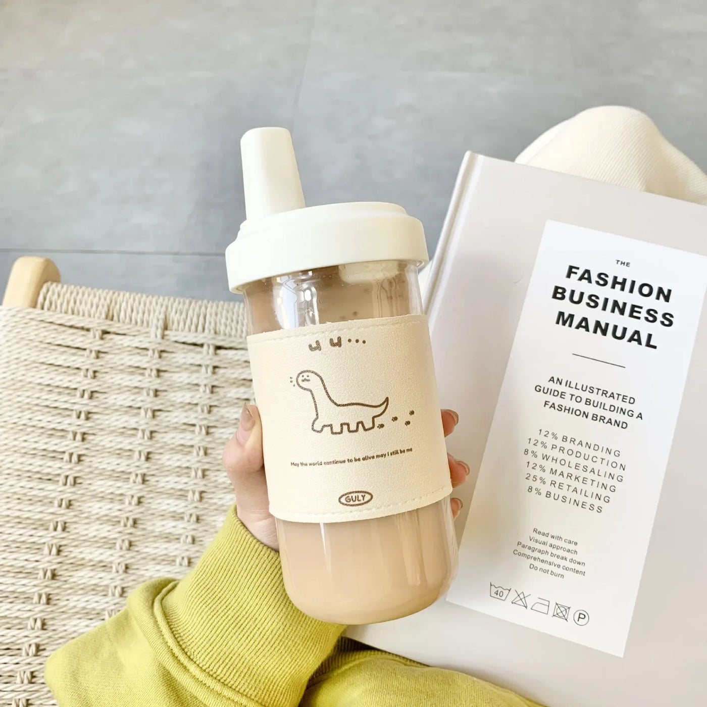 500ml 850ml Large Capacity Cartoon Bear Water Bottle Plastic Drinking Cups Juice Milk Tea Coffee Straw Cups for Students