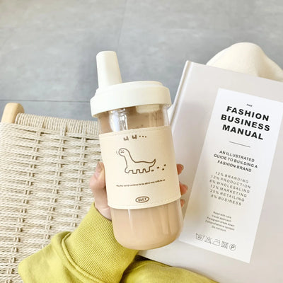 500ml 850ml Large Capacity Cartoon Bear Water Bottle Plastic Drinking Cups Juice Milk Tea Coffee Straw Cups for Students