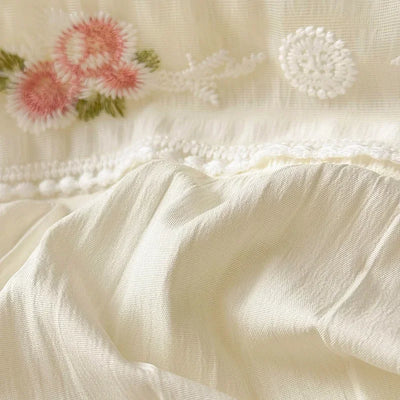2025 Korean Princess Style Lace Ruffles Wedding Bedding Set Washed Cotton Soft Duvet Cover Set Bed Sheet Pillowcase 3/4Pcs