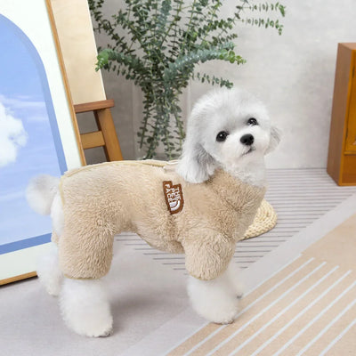 Winter Warm Pet Clothes Thick Warm Plush Dog Coat Jacket with Zipper for Small Dogs Cats Cozy Fleece Jumpsuit Chihuahua Costume