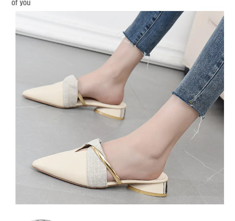 Brand Elegant Heels Summer Women's Shoes Woman Sandals Leisure Slippers Comfortable Open Toe Slip-On Slides