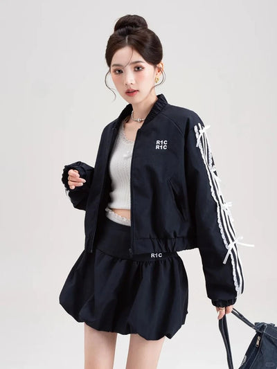 Woman Sweet Fashion Suit Casual Y2k Crop Tops +  A-line Mini Shorts Skirt Low Waist Slim Shorts Skirt Spicy Girls Streetwear Set