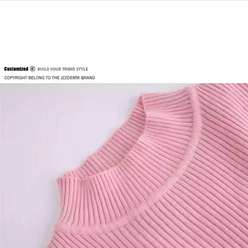 Fashion Women Long Sleeve Knitted Sweater Female Y2K Pullover Tops Spring Autumn Blouses For Women Slim Basic Shirt Jumper