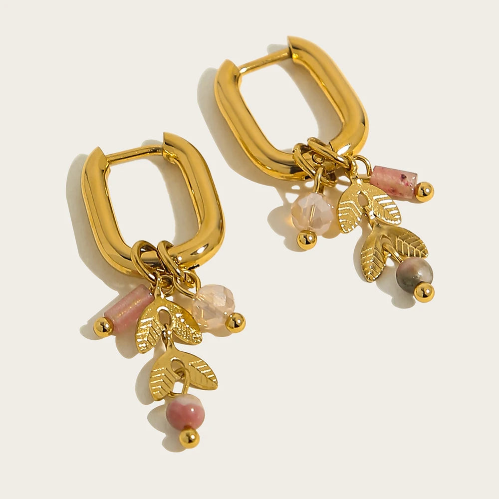 YACHAN 18K Gold Plated Stainless Steel Hoop Earrings for Women Tap Texture Metal Pearl Charms Earring Trendy Jewelry Gift