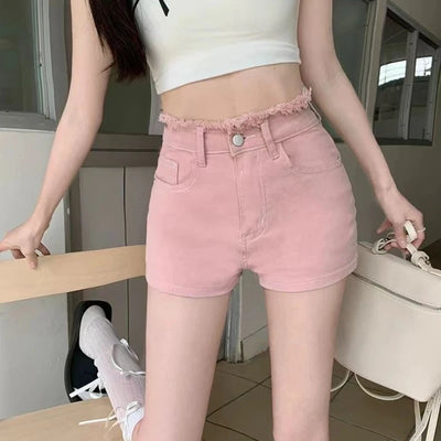 Women's Sweet Bow Denim Shorts Tassel Embroidery American Spice Summer High Waist Temperament Skinny Straight Pants Sexy Shorts