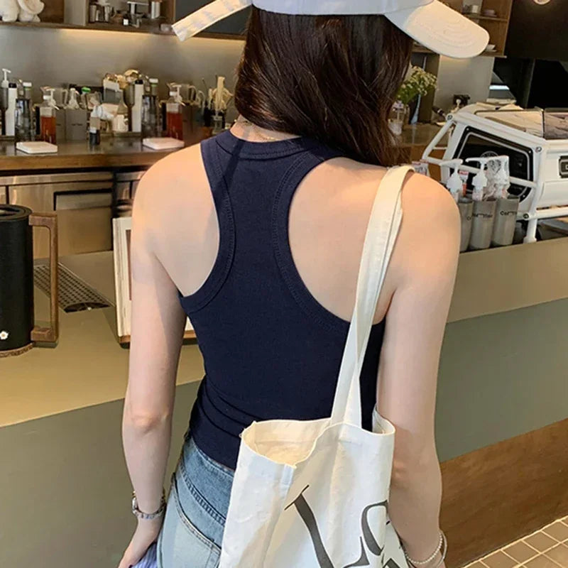Summer Korean Style Woman Clothing Sleeveless T Shirt For Women Y2K Tshirts O Neck Casual Slim Tops Basic Solid Tees  Mujer 2025