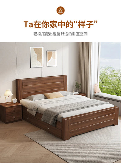 Wooden Cheap Storage Bed Bedroom Elegant Pretty Luxury Full Size Frame Bed Bases Queen Home Cama Box Casal House Accessories