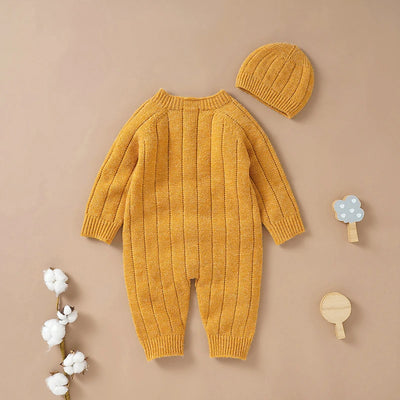 Ma&Baby 0-18M Warm Baby Clothing Knit Romper Newborn Infant Toddler Boy Girl Long Sleeve Jumpsuit + Hat Fall Spring Outfits