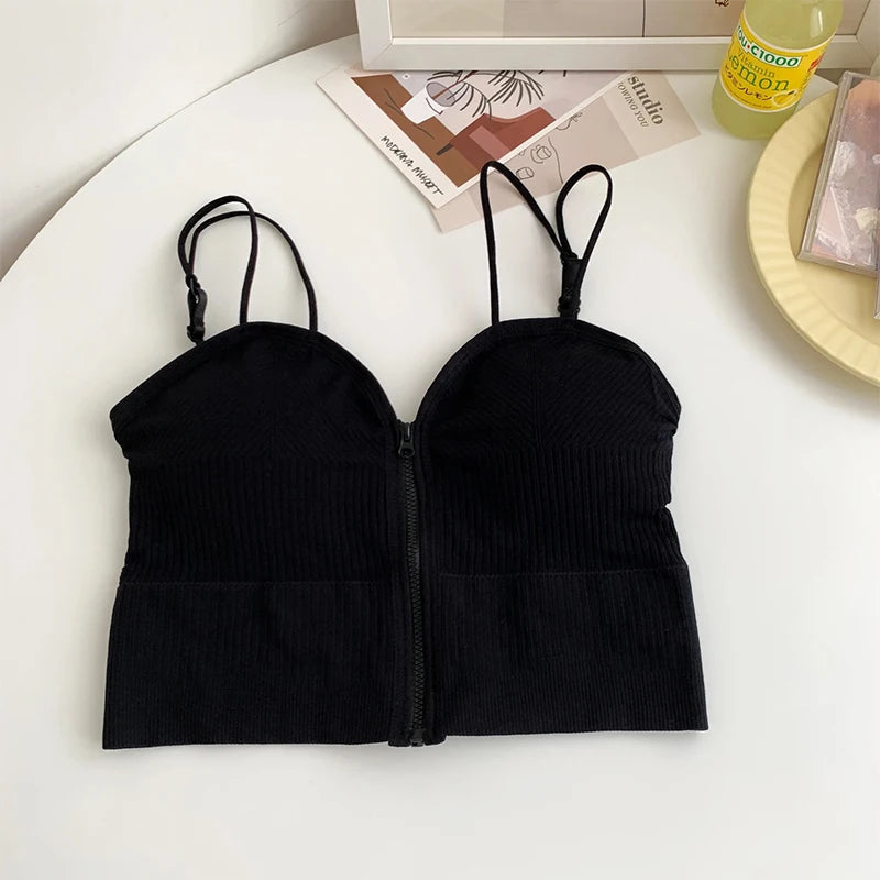 Zipper Front Crop Top