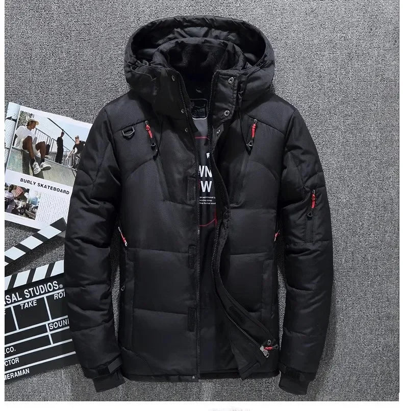 Men's Winter Parkas Hood Thick Warm Waterproof Jackets New Top Male Winter Jacket White Duck Down Parka Casual Goose Feather