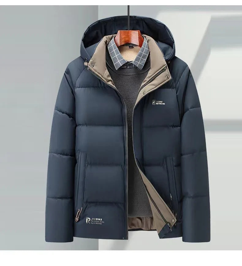 2024 Autumn and Winter New Fashion Trend Thick Warm Hooded Cotton-Padded Jacket Men's Casual Loose Comfortable Plus Size Coat