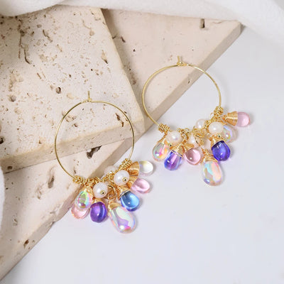 925 Sterling Silver Colorful Tassel Fresh Water Pearl Hoop Earrings Original Design Handmade Womans Luxe Jewelry GE0904