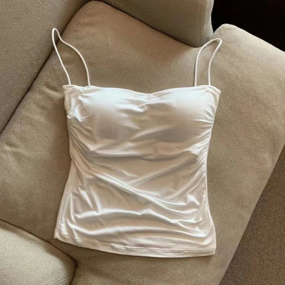 Women's Ribbed Tank Tops Y2K Cropped Tops with Bra Pads Knitted Button Down Suspenders Vest Sexy Camisole Female Short Tops