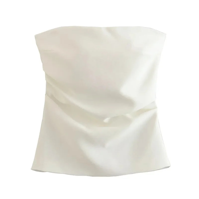 2025 Women Tube Top White Black Off Shoulder Crop Top Female Pink Sleeveless Backless Sexy Tops Woman Fashion Corset Tops