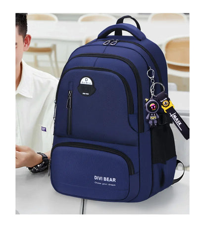2025 Large capacity men's backpack with astronaut pendant 2 sizes of student school backpacks Student nylon school bags mochilas
