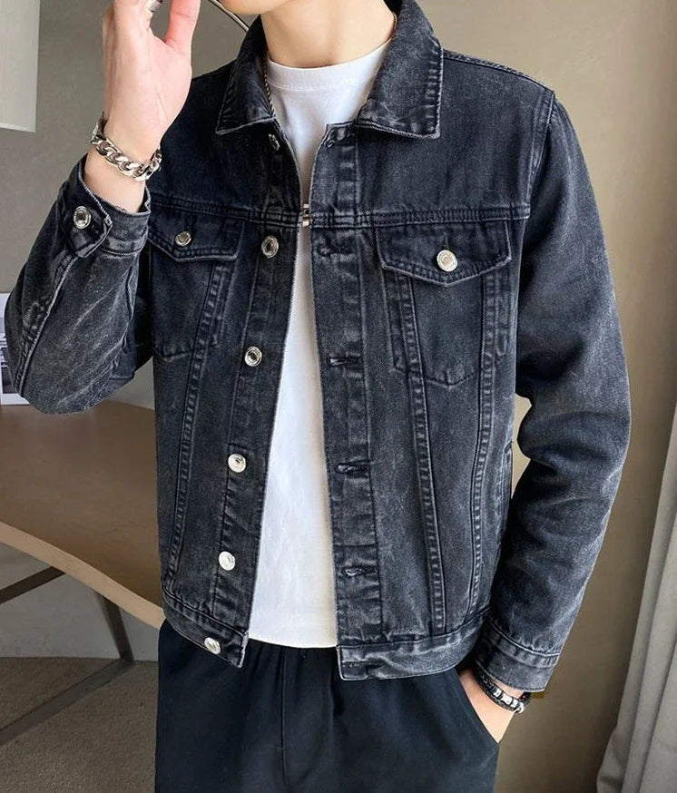 Jeans Coat for Men Black Autumn Denim Jackets Man High Quality Winter 2024 Low Cost Joker Fashion Large Size Menswear New in Y2k