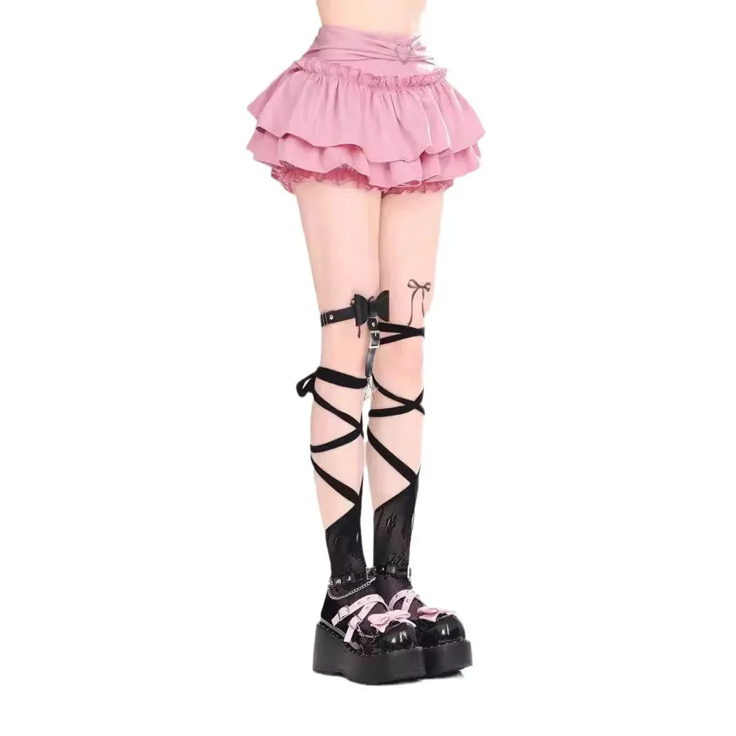 Pink A- line Mini Skirt Women's Summer 2024 New Style Puffy Slimming Cake Skirt A- line Pleated Dress Lightweight Fashion