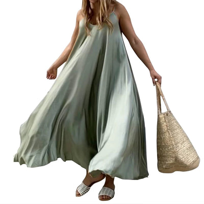 ZANZEA 2024 Summer Holiday Beach Sundress Women Sleeveless Dress Big Swing Vestidos Casual Sexy Bohemian Solid Color Robe Femme