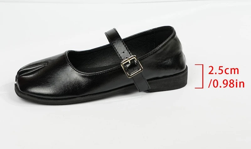 Women Flat Women's Square Toe Retro Single Shoes One Word Buckle Shallow Mouth Mary Jane Shoes Split Toe Shoes Sandals