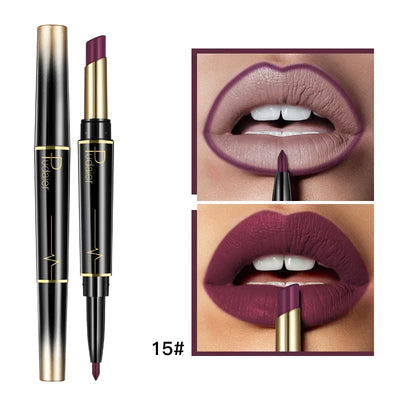 Matte Smooth Lipstick Sexy Soft Matte Red Purple Lipstick Crayon Carving Lip Contours Lip Liner Pencil Double Head Lipsticks