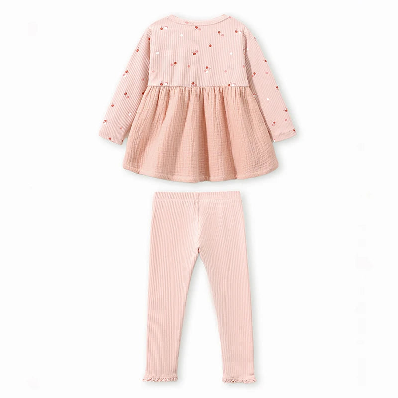 Little maven Pink Clothes for Baby Girls Tops Child Autumn Kids Children's Clothing outfits Cotton Cartoon Dress +Pants Sets