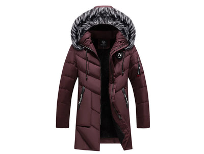 DIMUSI Winter Men's Long Jacket Fashion Men Fur Collar Thermal Classic Coats Casual Warm Windbreaker Padded Jackets Men Clothing