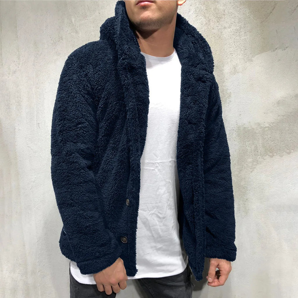 Autumn Winter Hoody Sweatshirt Coats Casual Male Long Sleeve Solid Color Fleece Hoodie Cardigan Coat Outwear FYY-1028