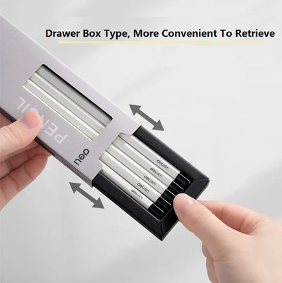Deli HC809 HB/2B White Hexagonal Pencil 10pcs/Set Safe and Non toxic Stationery Supplies,Suitable for Elementary School Students