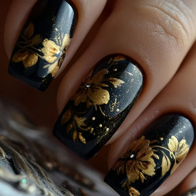 24pcs Press on Nails Square Flower False Nails Wearable Stick-on Nails Fake Nail Uñas Postizas Mujer Накладные Ногти 네일팁