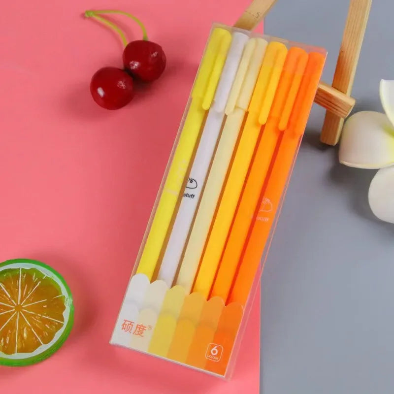 6Pcs/Set Cute Morandi Gel Pen Kawaii 0.5mm Black BallPen Office School Stationery Supplies Student Writing Water Pen Neutral Pen